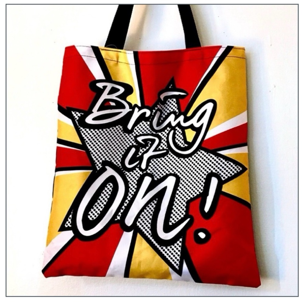 NWT "Bring it On!" Graphic Pop Art Tote Bag - Picture 5 of 9